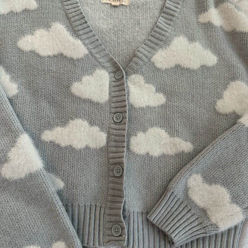La Hearts Gray and White Cloud Cardigan